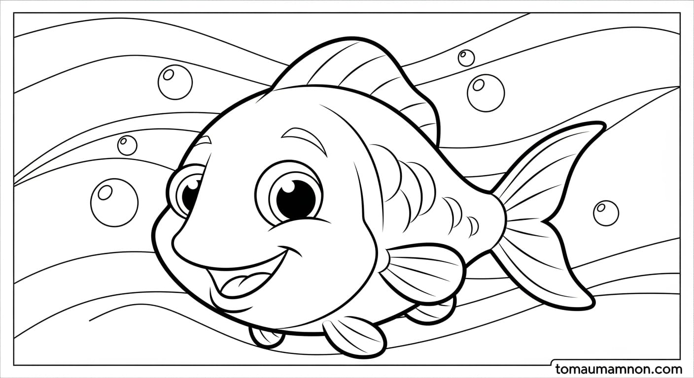 Tranh Tô Màu Con Cá con cá đang bơi