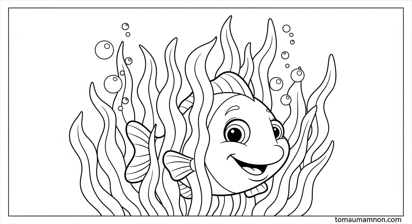 Tranh Tô Màu Con Cá cá lớn dưới biển