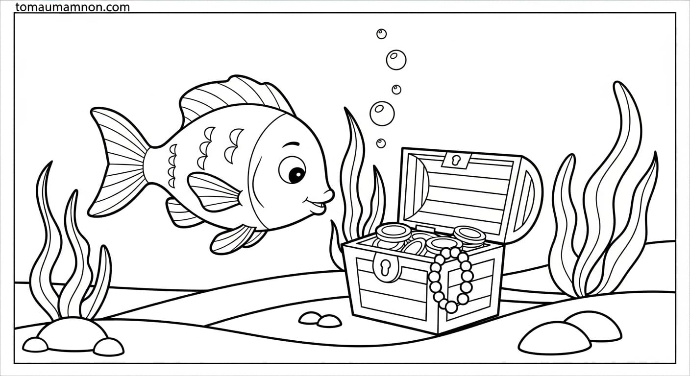 Tranh Tô Màu Con Cá cá kình bơi lội