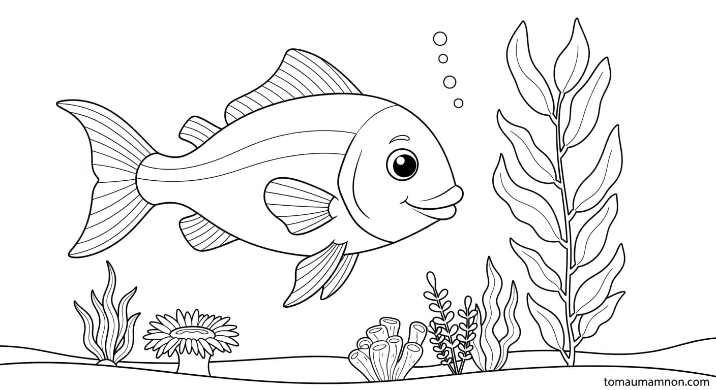 Tranh Tô Màu Con Cá cá vẽ hình ngôi sao