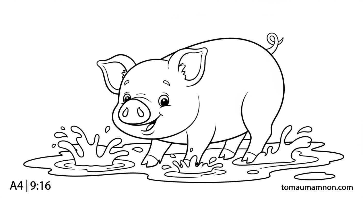 Tranh Tô Màu Con Lợn lợn cười hạnh phúc