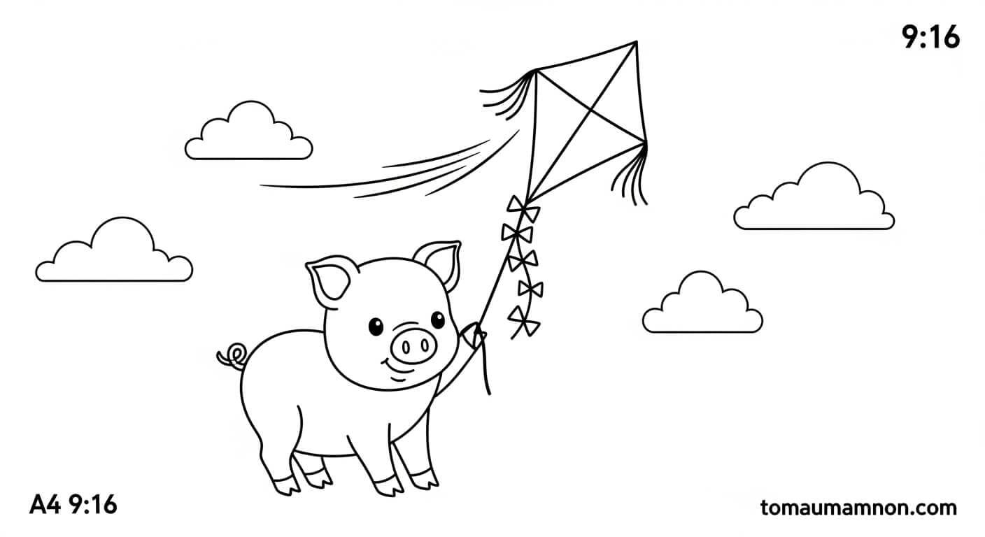 Tranh Tô Màu Con Lợn lợn vui đùa