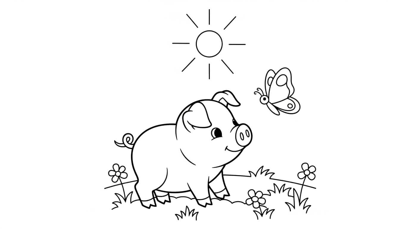 Tranh Tô Màu Con Lợn con lợn dễ thương