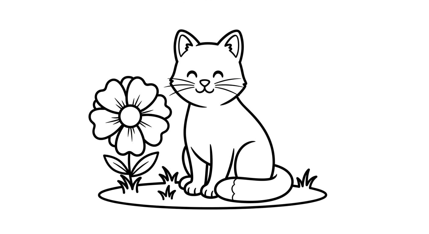 Tranh Tô Màu Con Mèo Mèo với quả bóng