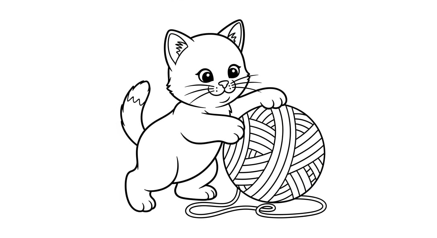 Tranh Tô Màu Con Mèo Con mèo trong rổ