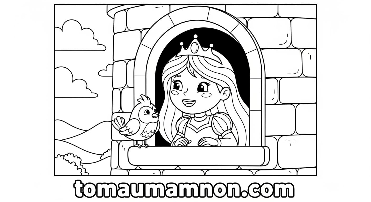 Tranh Tô Màu Công Chúa Tóc Mây tranh công chúa tóc mây 2