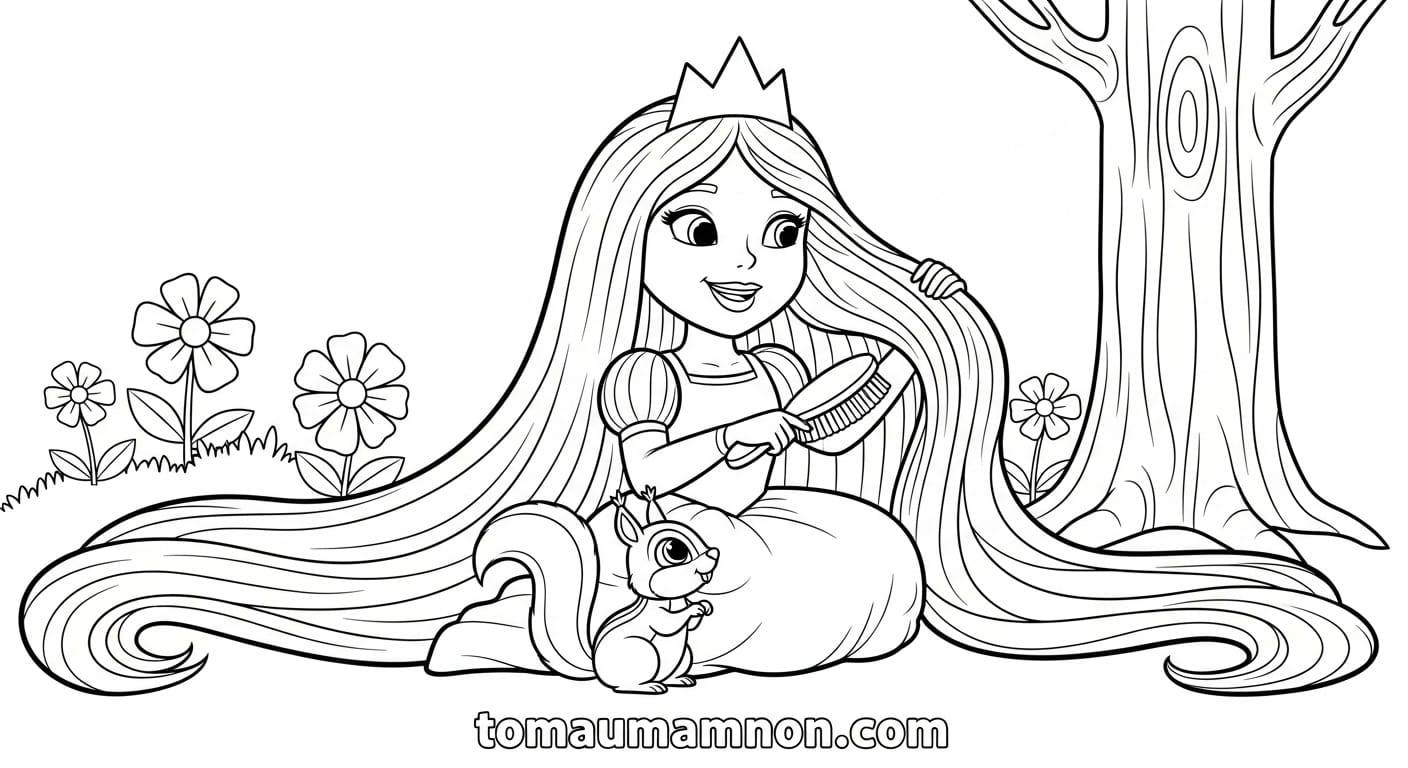 Tranh Tô Màu Công Chúa Tóc Mây tranh công chúa tóc mây 3