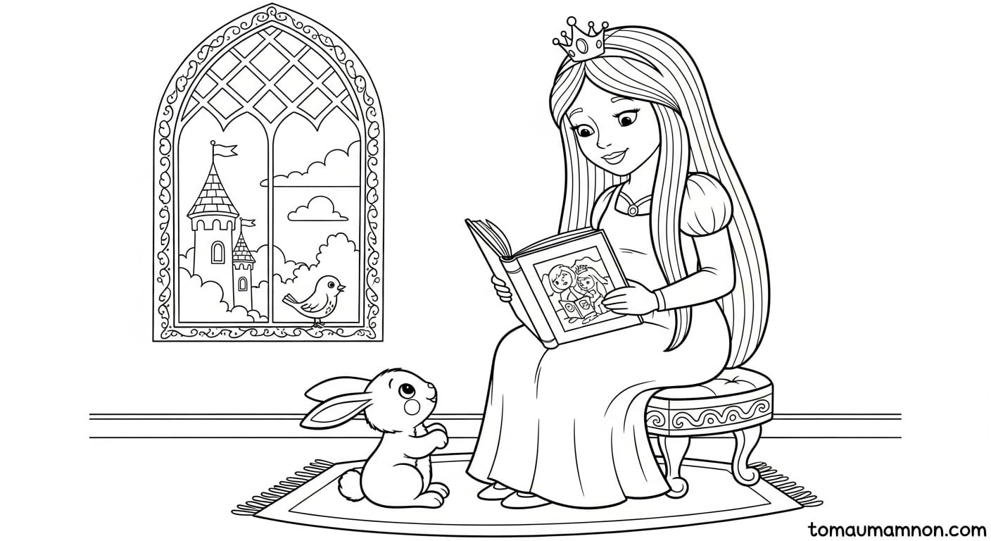 Tranh Tô Màu Công Chúa Tóc Mây tranh công chúa tóc mây 6