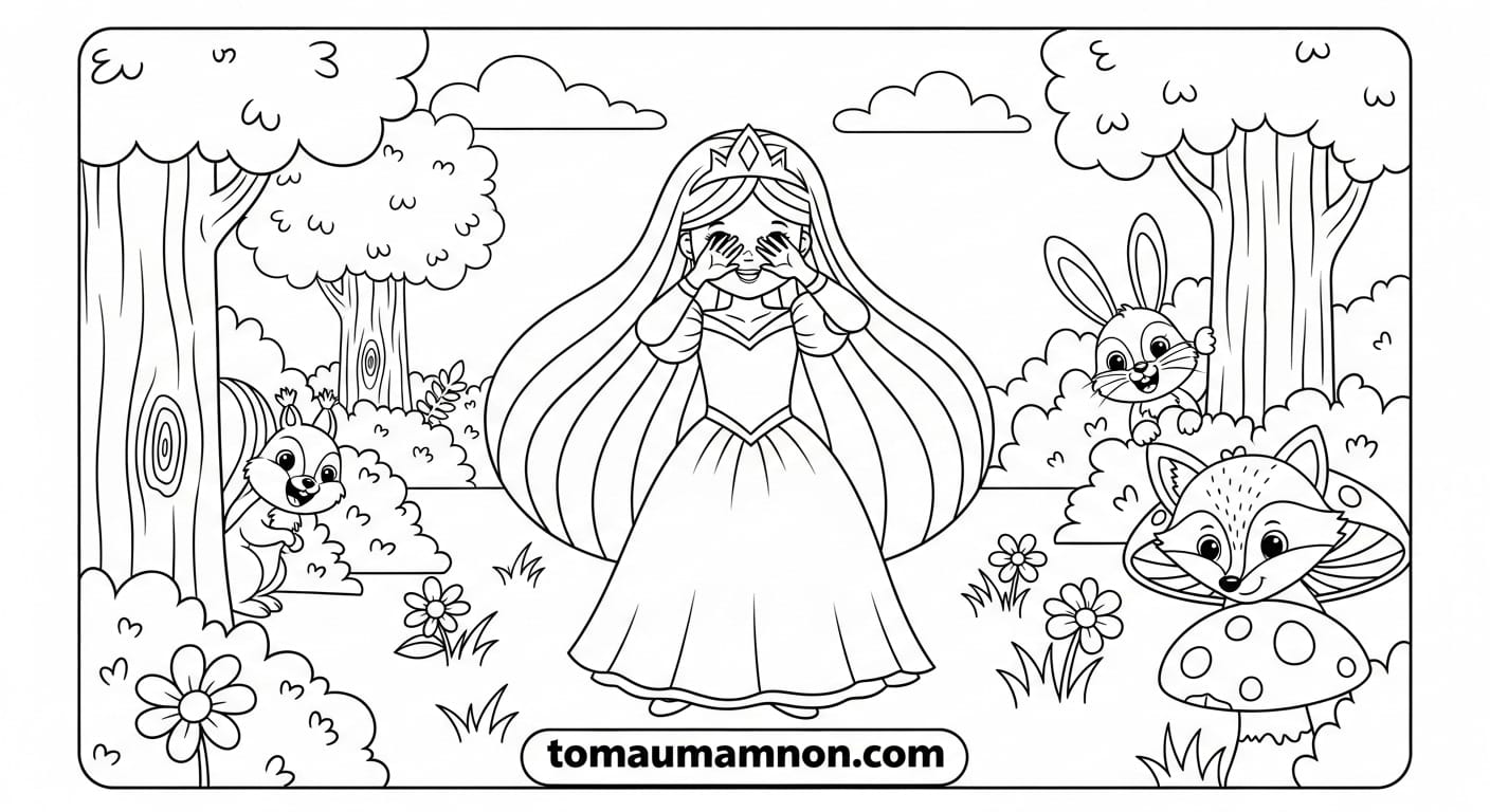 Tranh Tô Màu Công Chúa Tóc Mây tranh công chúa tóc mây 7