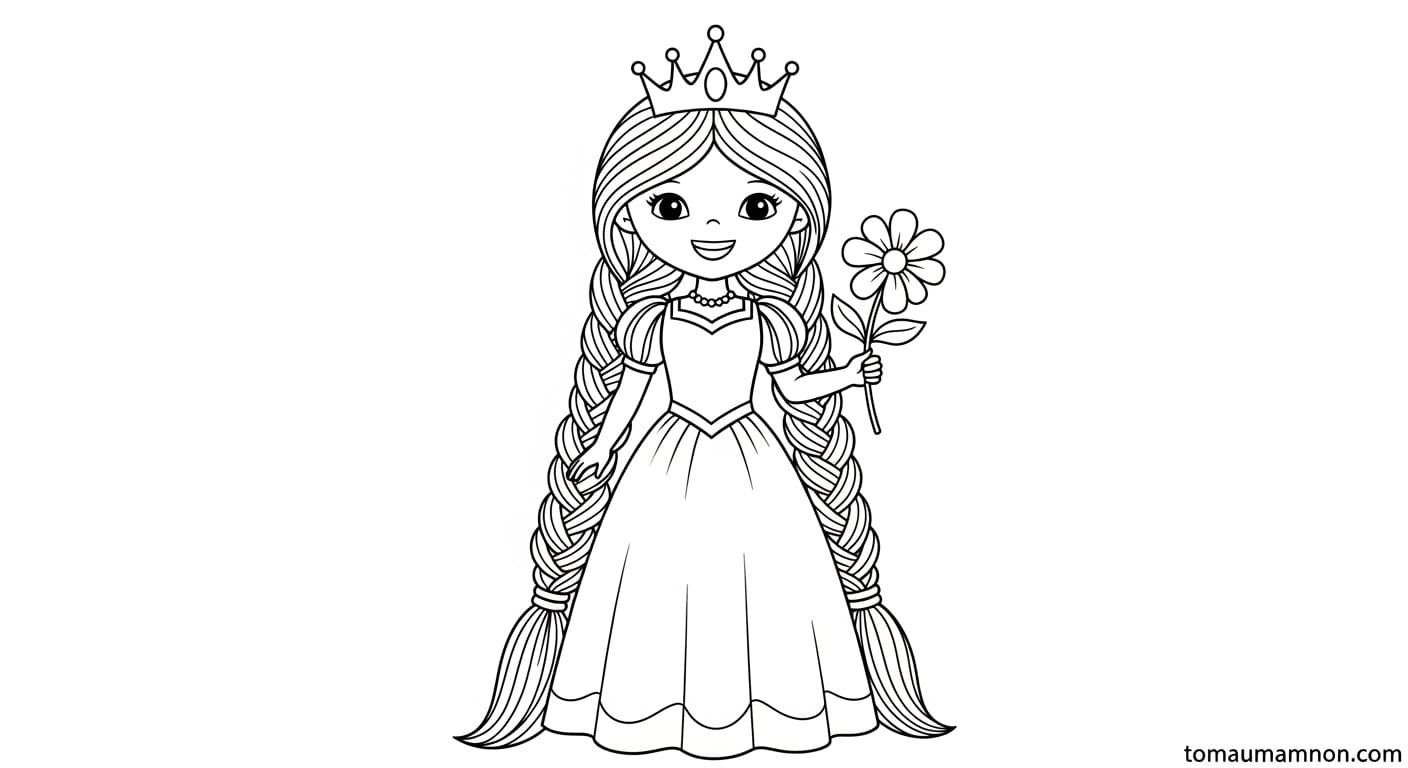 Tranh Tô Màu Công Chúa Tóc Mây tranh công chúa tóc mây 1