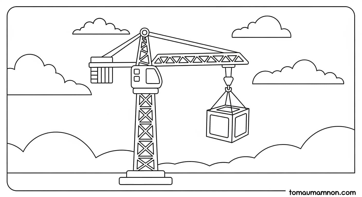 Tranh Tô Màu Dụng Cụ Nghề Xây Dựng thùng sơn
