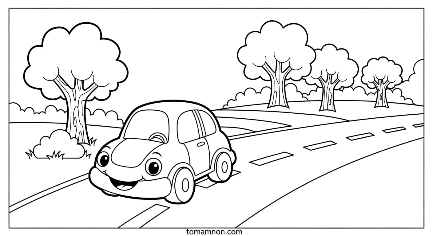 Tranh Tô Màu Giao Thông xe buýt cho bé tô màu