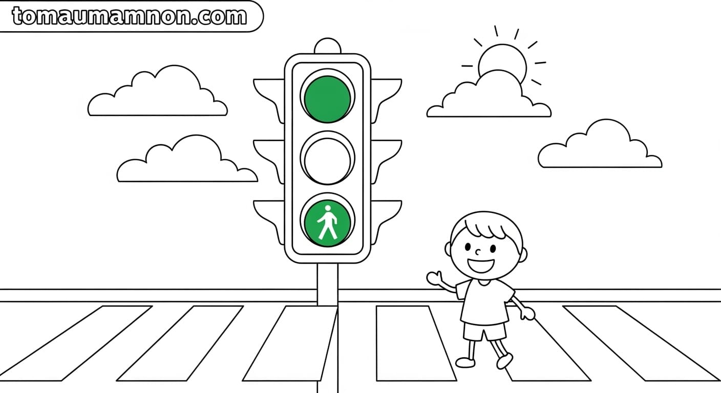 Tranh Tô Màu Giao Thông xe cứu hoả đỏ