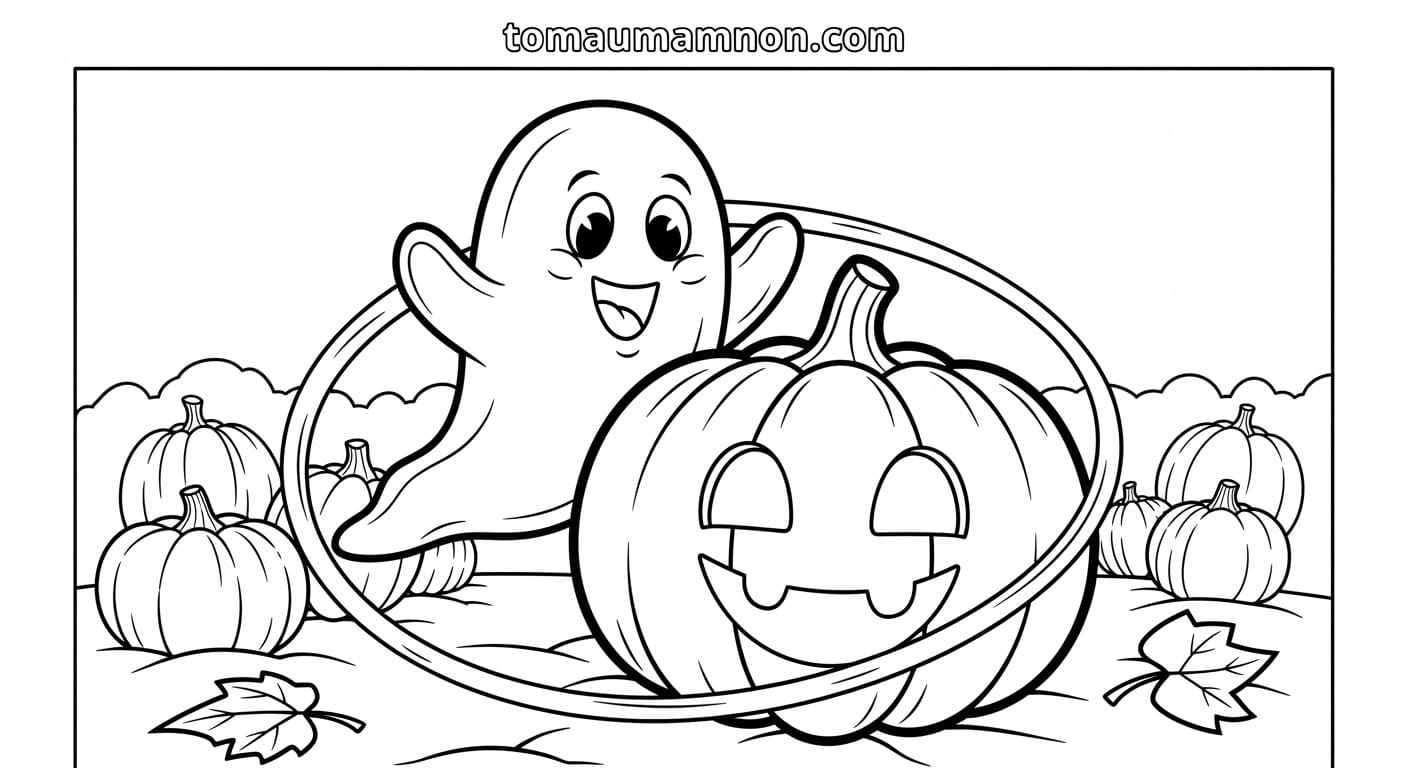 Tranh Tô Màu Halloween Con ma dễ thương