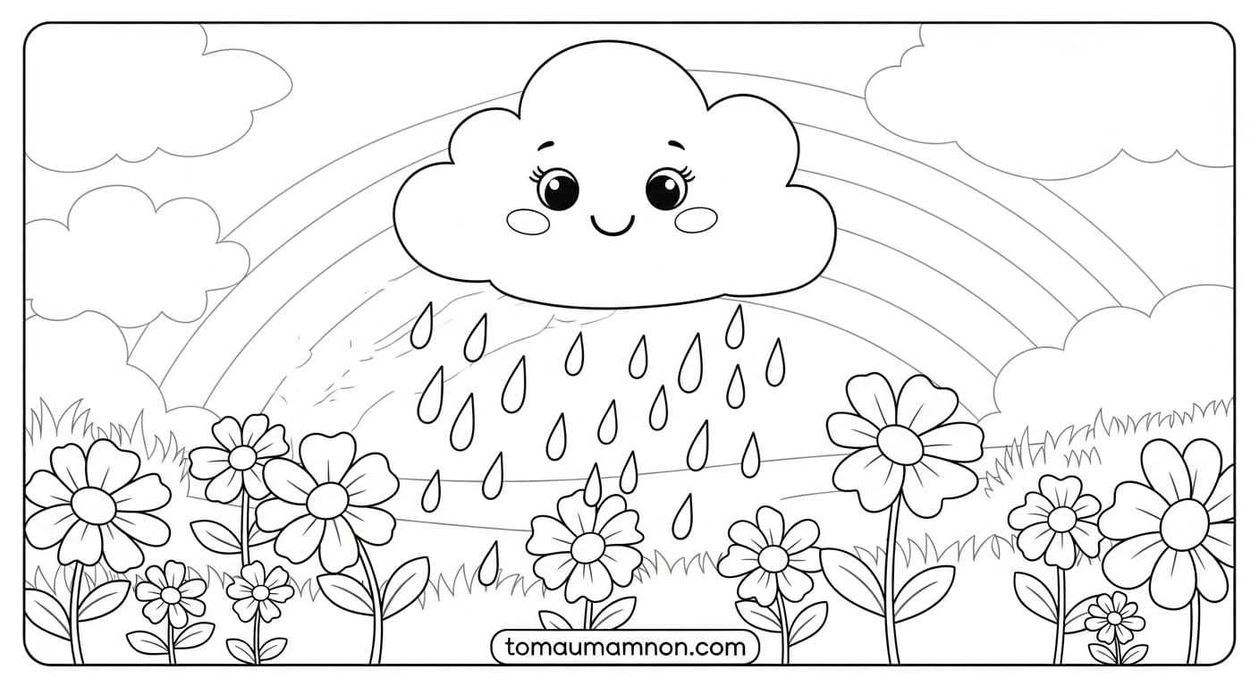 Bé gái đang nhìn cầu vồng