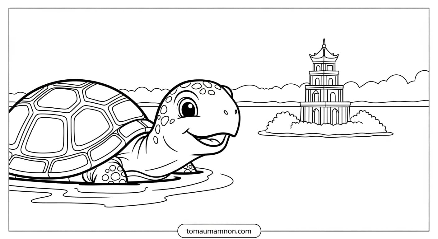 Tranh Tô Màu Hồ Gươm Cảnh sắc sinh động của Hồ Gươm