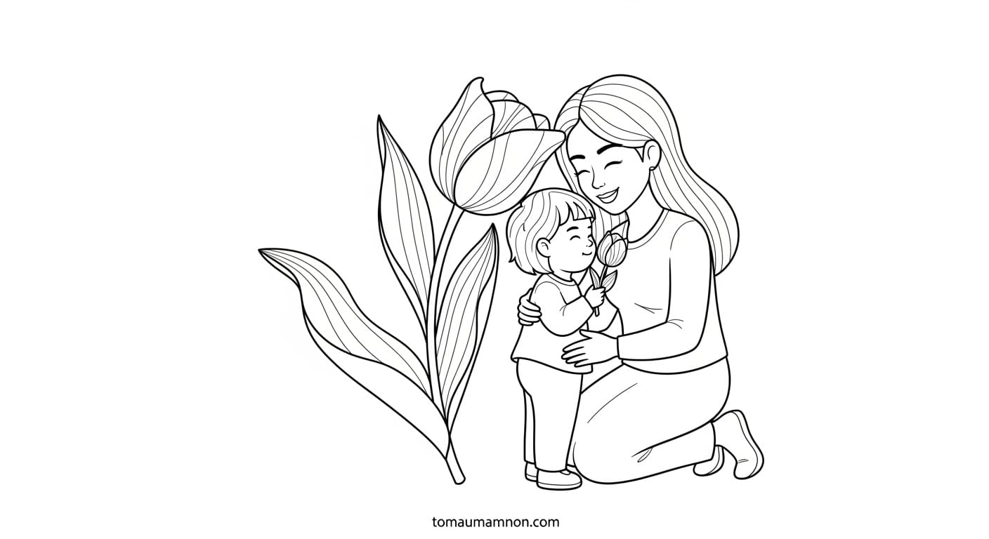 Tranh Tô Màu Hoa Tặng Mẹ tranh hoa hướng dương