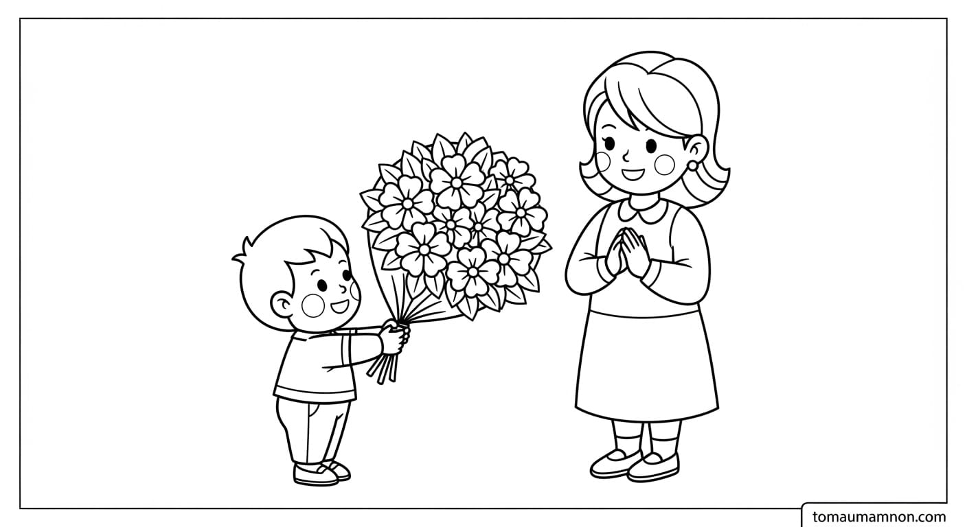 Tranh Tô Màu Hoa Tặng Mẹ tranh hoa đa sắc