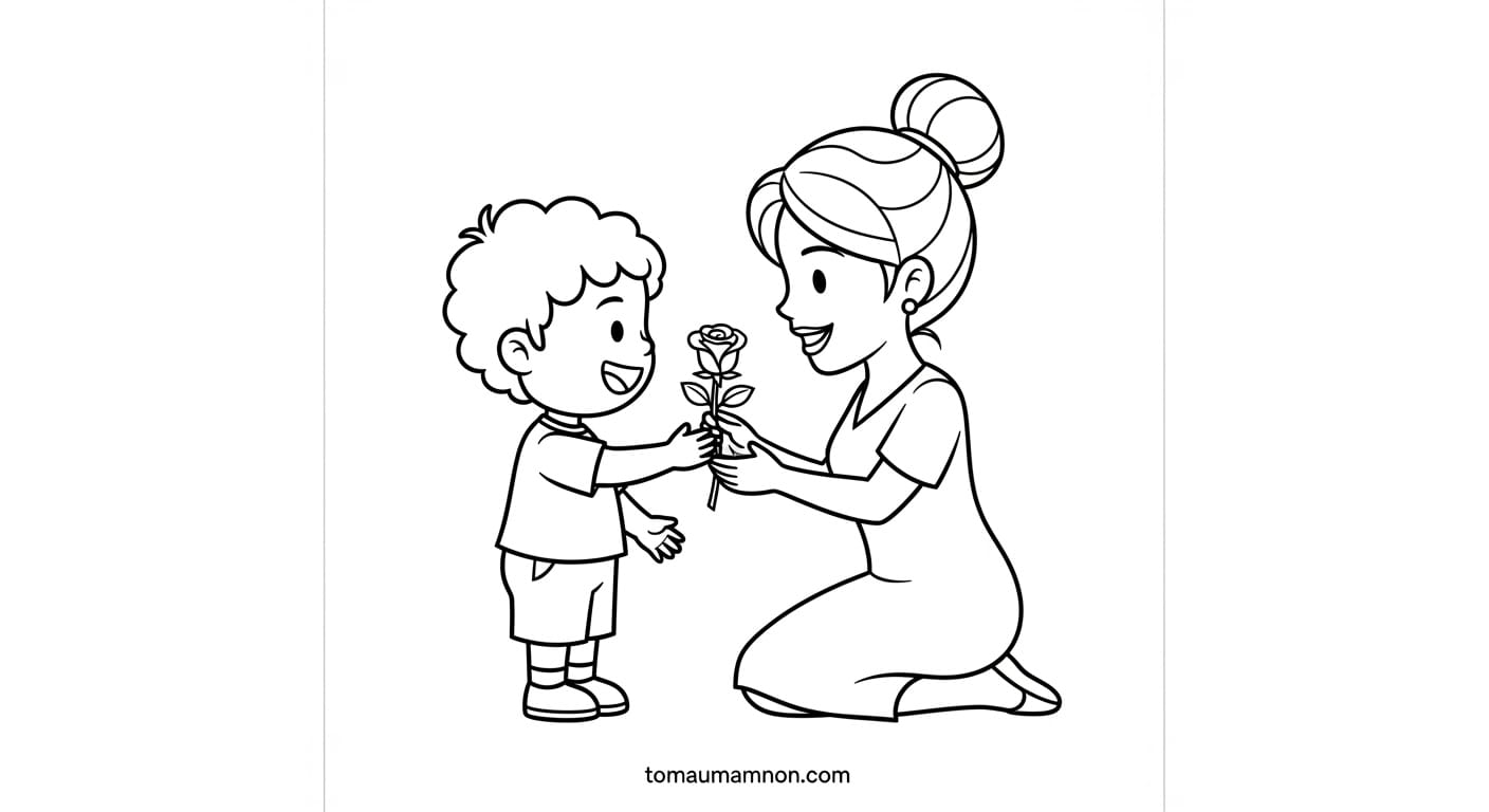 Tranh Tô Màu Hoa Tặng Mẹ bé học vẽ hoa