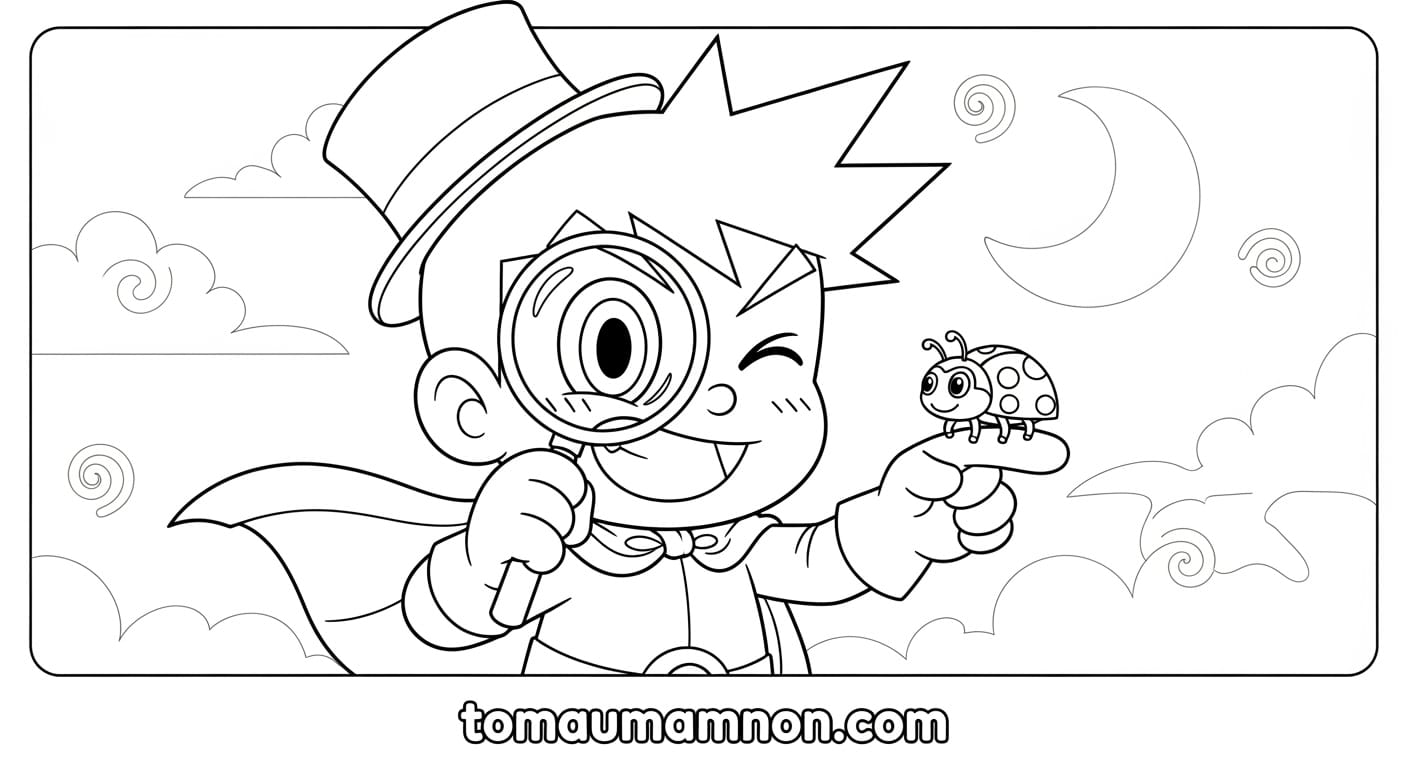 Tranh Tô Màu Kaito Kid Kaito Kid dưới ánh trăng