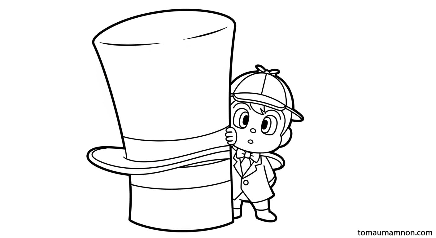 Tranh Tô Màu Kaito Kid Kaito Kid với kính lúp