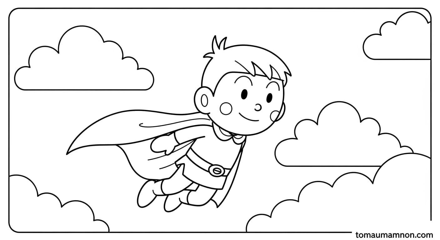 Tranh Tô Màu Kaito Kid Kaito Kid bay trên bầu trời