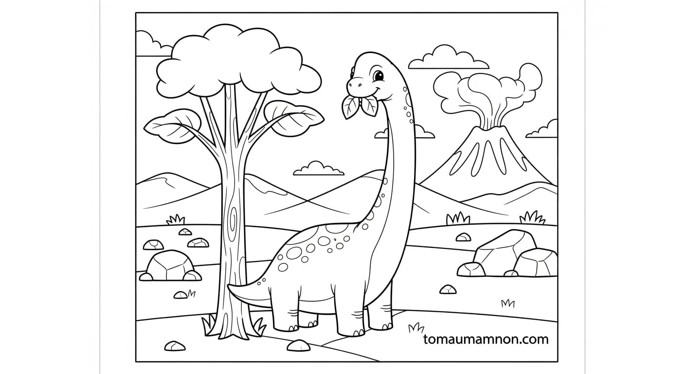 Tranh Tô Màu Khủng Long Khủng long trong rừng