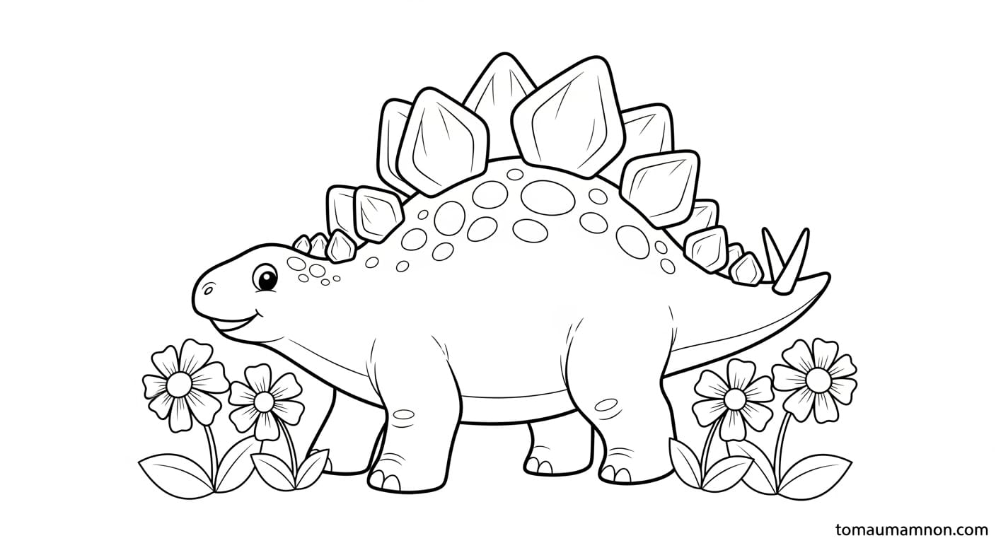 Tranh Tô Màu Khủng Long Khủng long con chạy nhảy