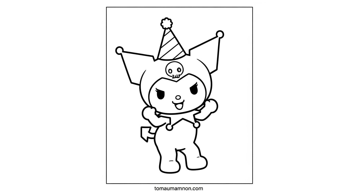 Tranh Tô Màu Kuromi Kuromi với biểu cảm hài hước