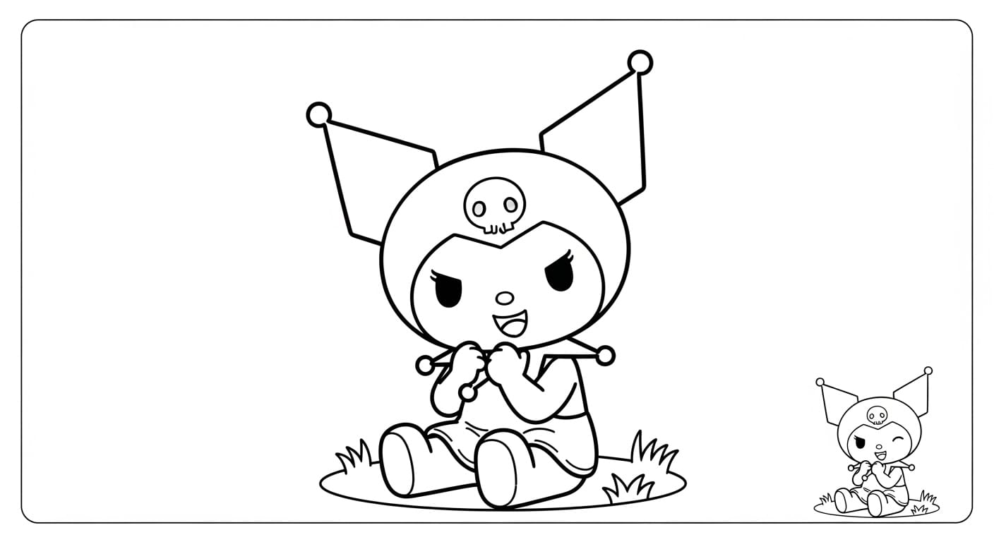 Tranh Tô Màu Kuromi Tranh tô màu Kuromi đáng yêu