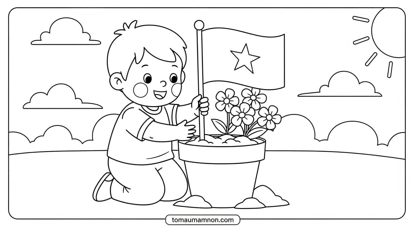 Tranh Tô Màu Lá Cờ Việt Nam tranh tô màu lá cờ 6