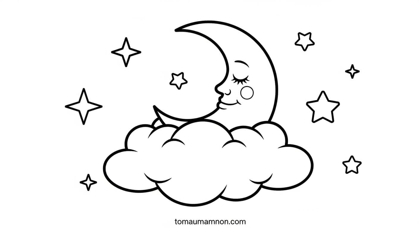 tranh tô màu mặt trăng