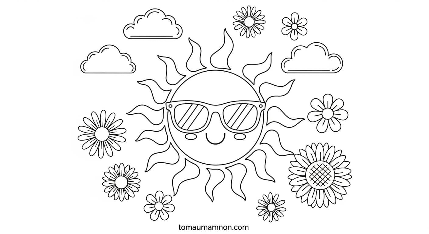 Tranh Tô Màu Mùa Hè Chơi cát