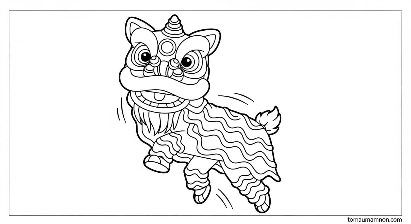 Tranh Tô Màu Múa Lân Tranh tô màu múa lân