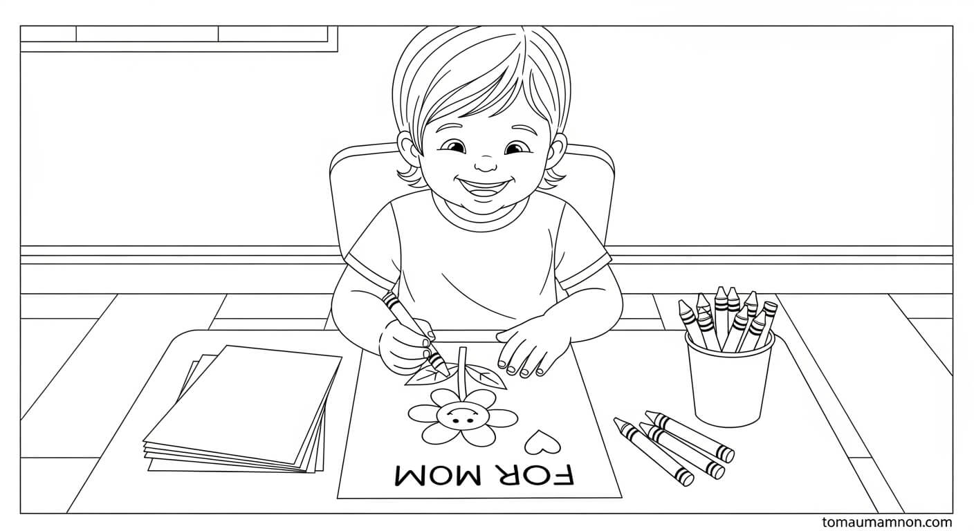 bạn nhỏ cầm bút