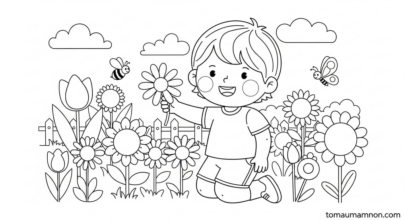 nhóm bạn nhỏ tô màu