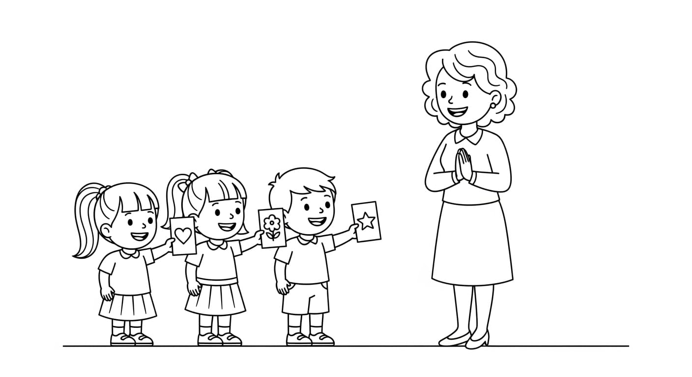 Tranh Tô Màu Ngày 20/11 tranh lớp học vui vẻ