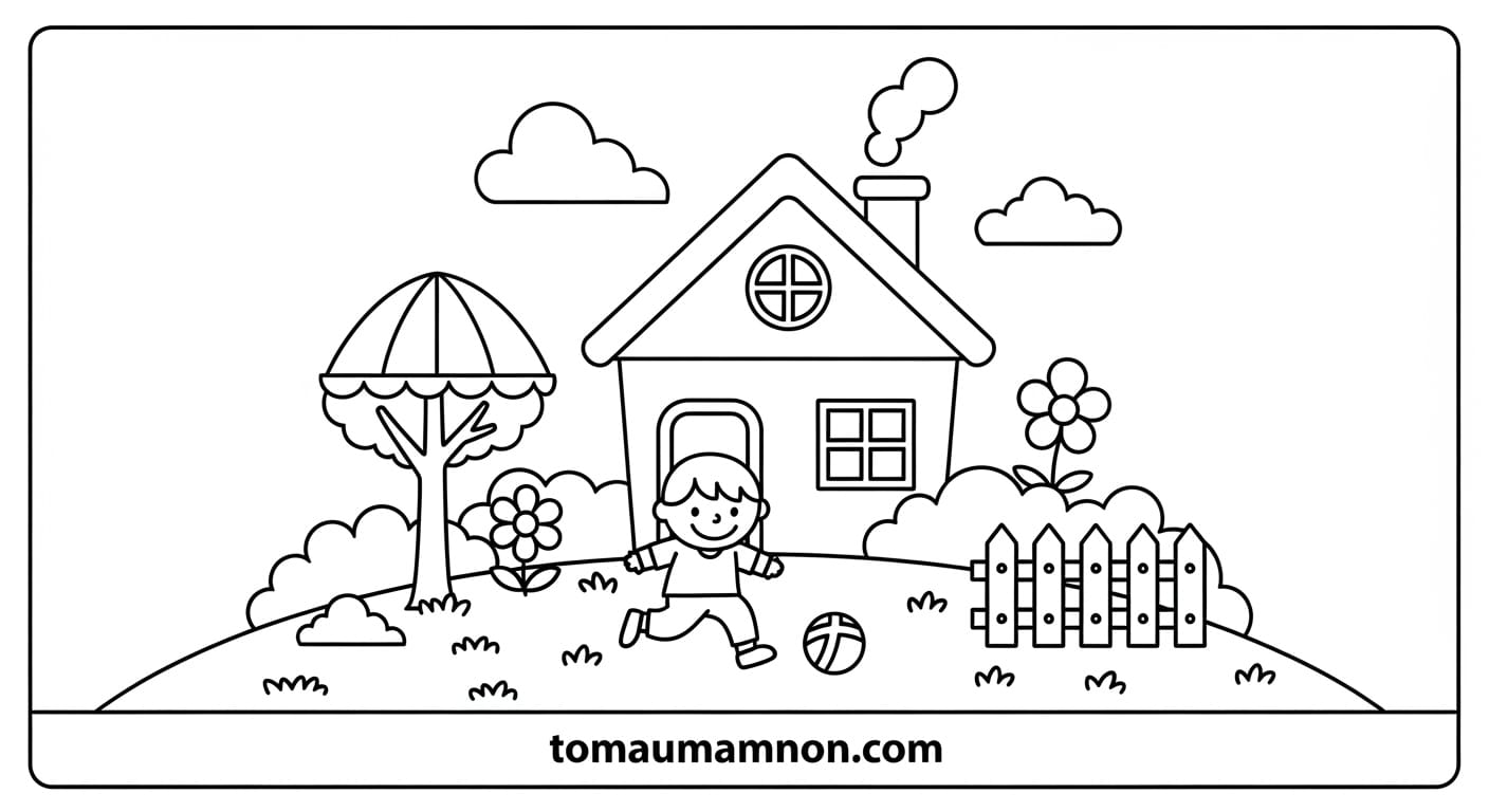 tranh to mau ngoi nha cua be 1