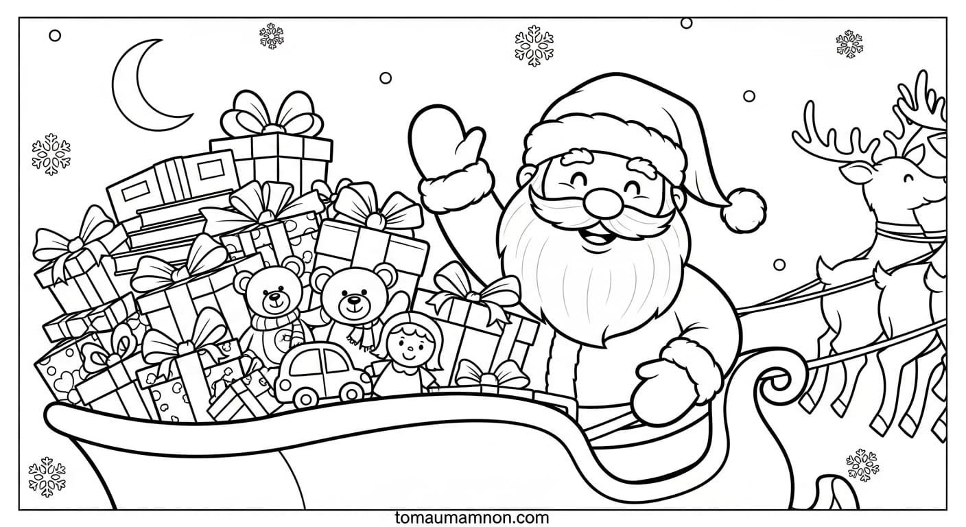 Tranh Tô Màu Noel Ông già Noel phát quà