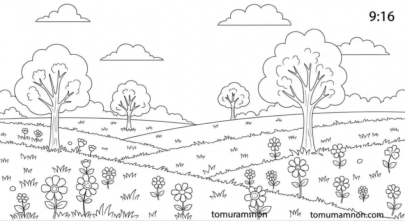 Cảnh núi đồi tươi sáng
