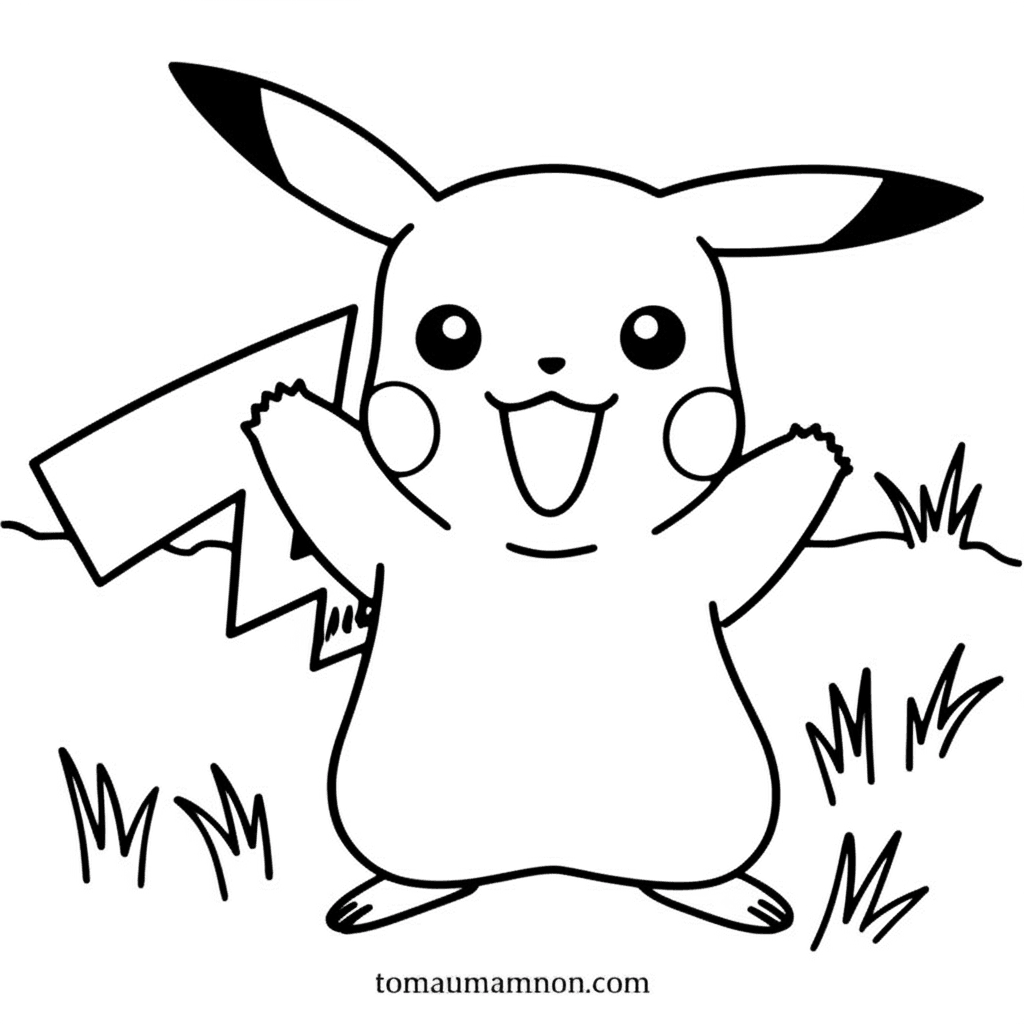 Tranh Tô Màu Pikachu Pikachu dễ thương
