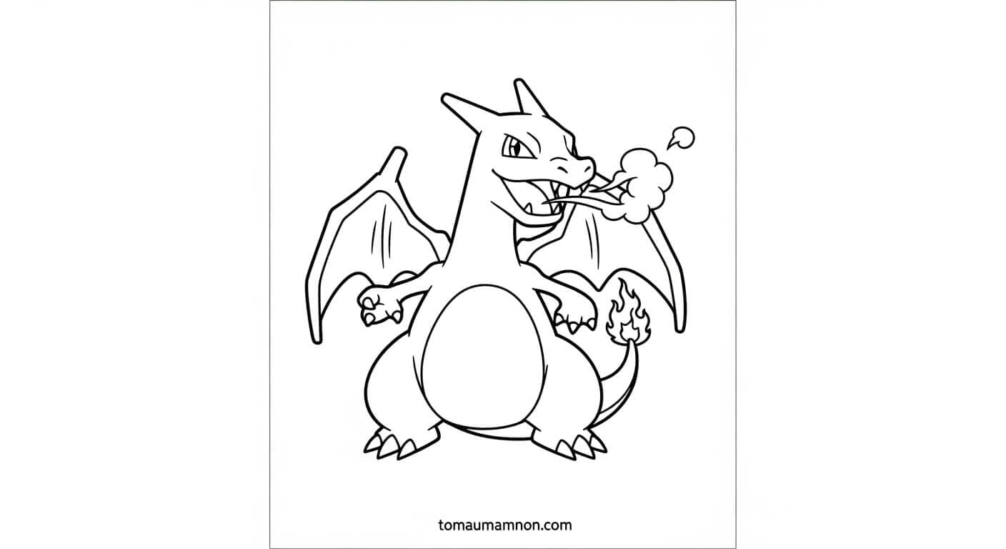 Tranh Tô Màu Pokemon Mega Pokemon lửa