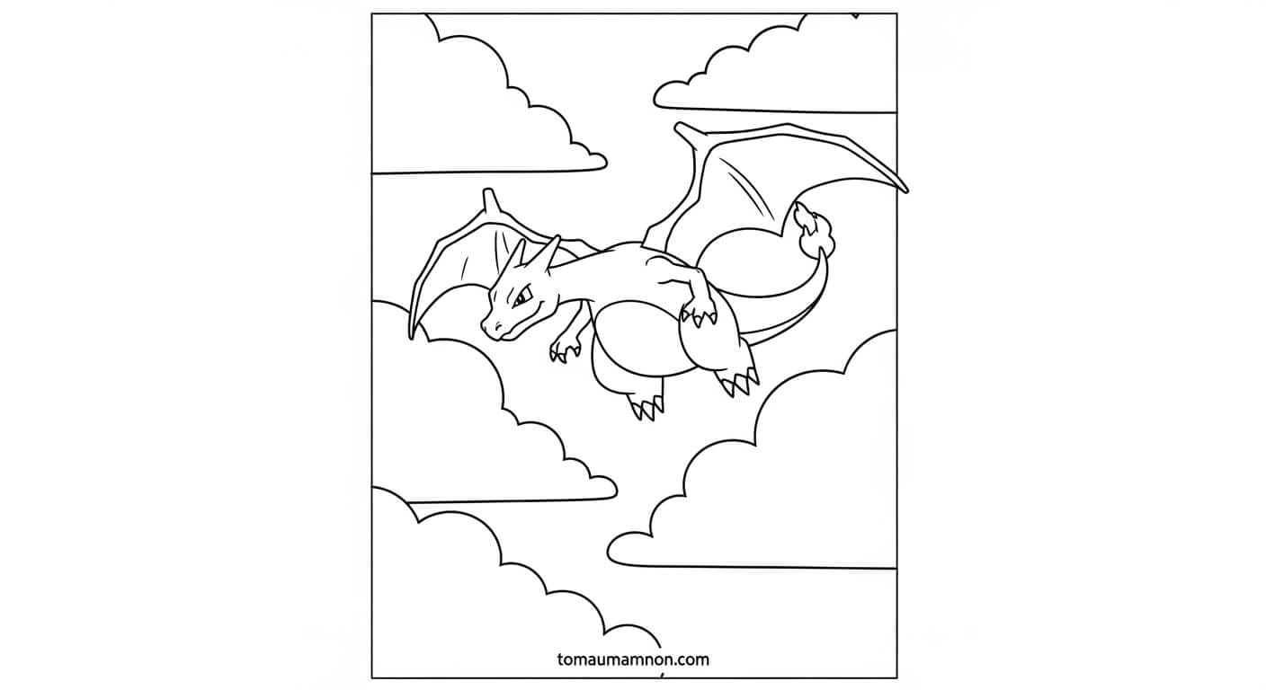 Tranh Tô Màu Pokemon Mega Pokemon rồng