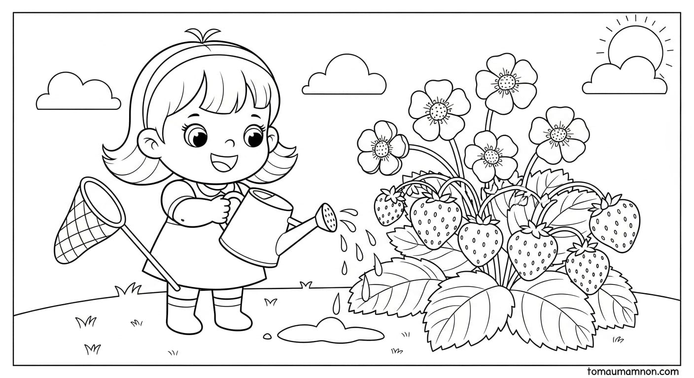 Tranh Tô Màu Quả Hình ảnh quả dưa hấu với màu sắc tươi sáng