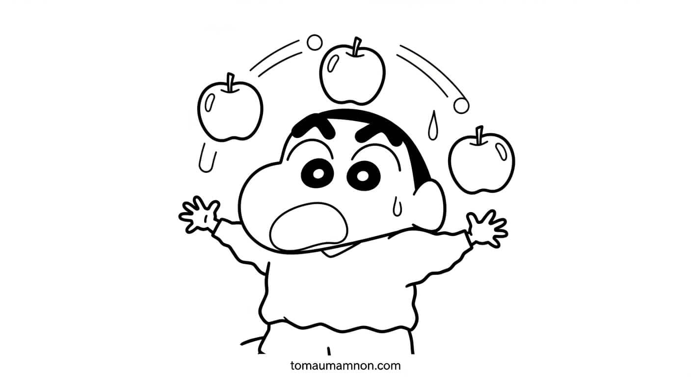 Tranh Tô Màu Shin Cậu Bé Bút Chì Gia đình Shin trong công viên