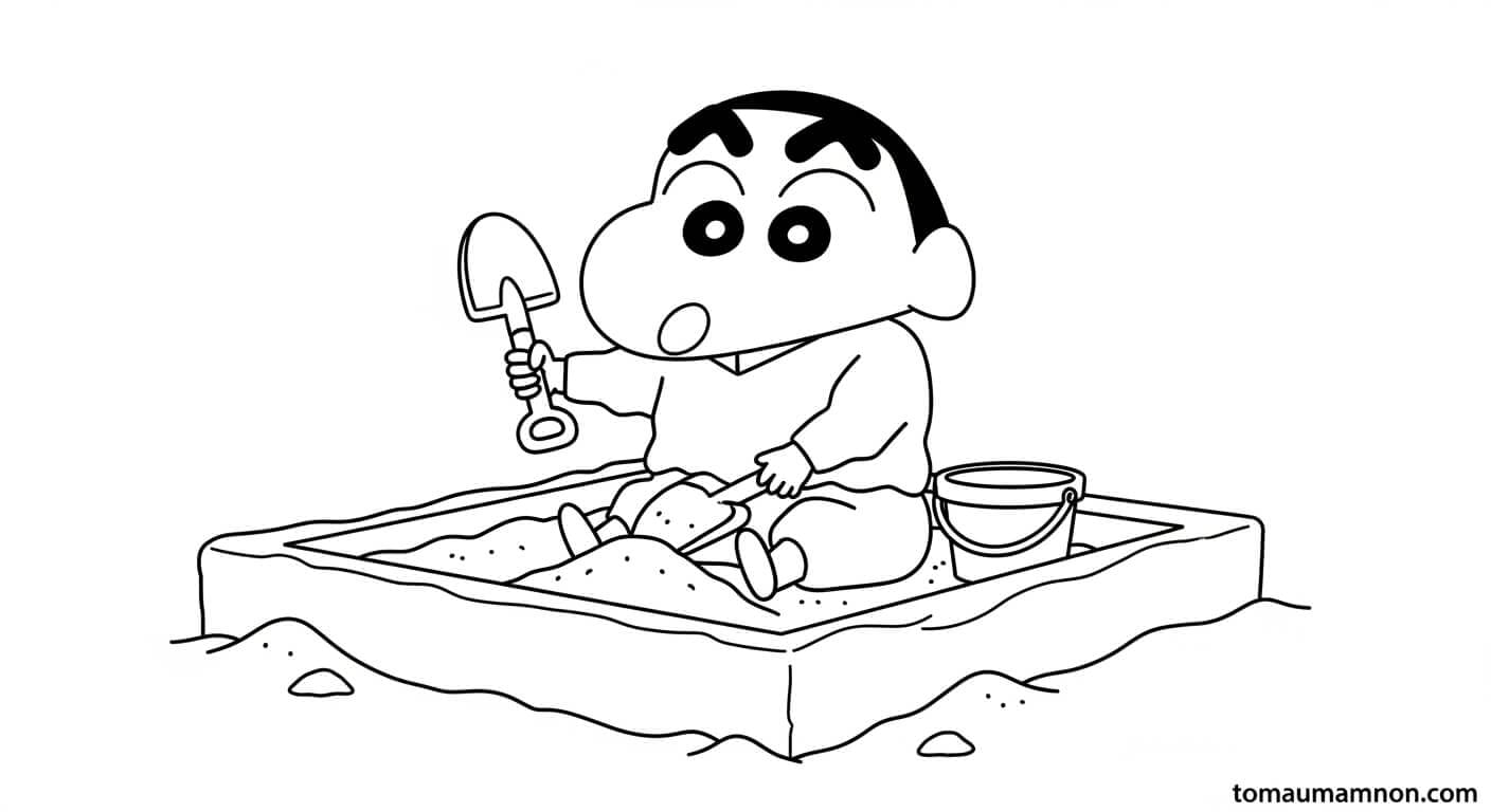 Tranh Tô Màu Shin Cậu Bé Bút Chì Shin và các bạn trong lớp