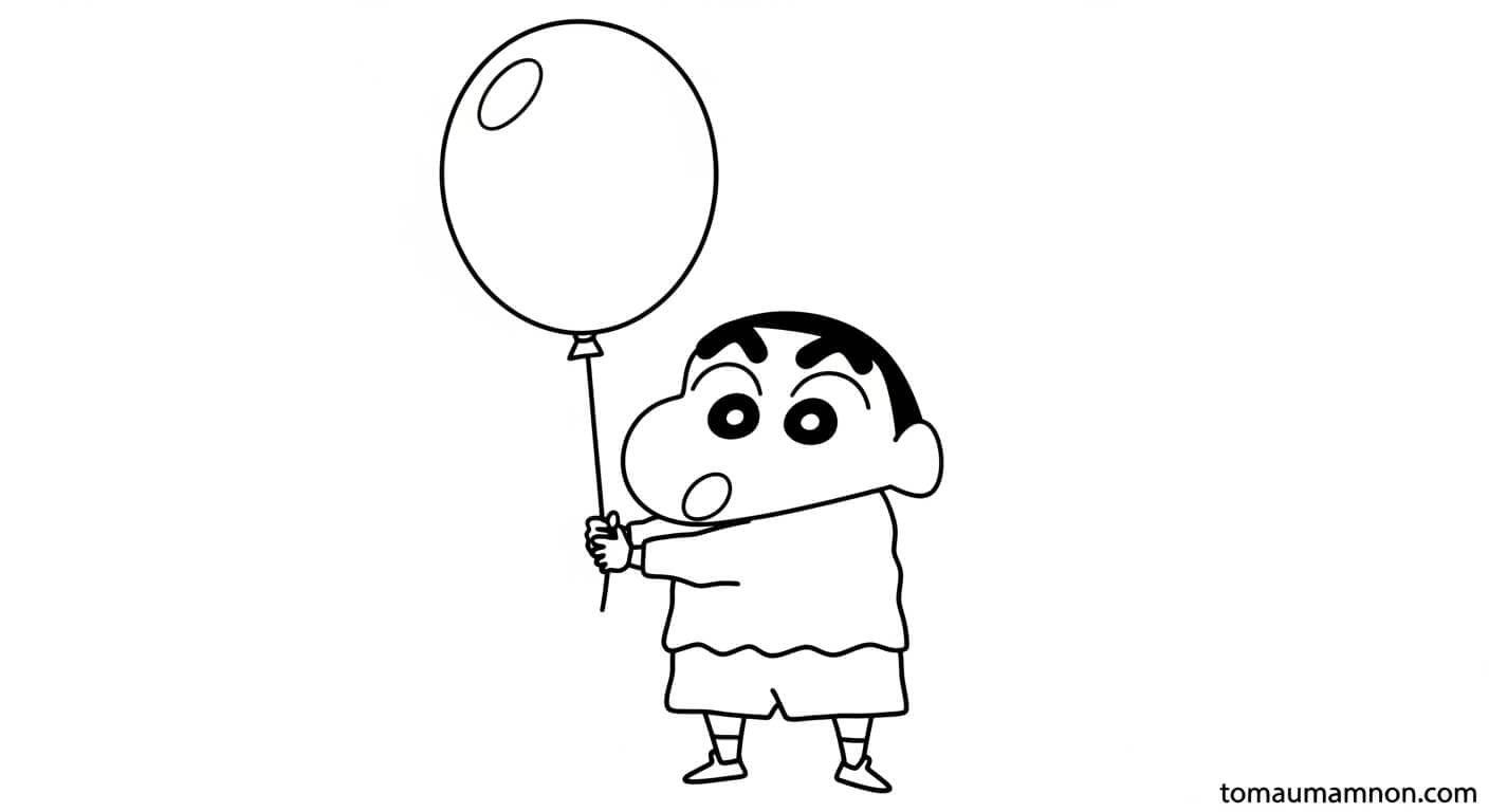 Tranh Tô Màu Shin Cậu Bé Bút Chì Shin làm mặt xấu