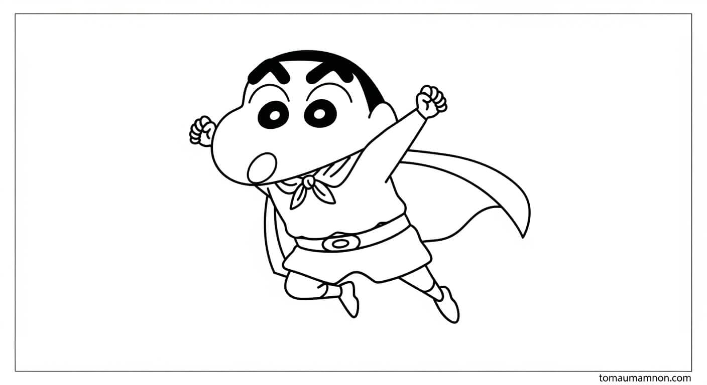 Tranh Tô Màu Shin Cậu Bé Bút Chì Shin khám phá bãi biển