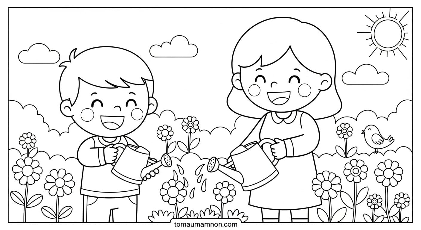 Tranh Tô Màu Tặng Mẹ tranh tô màu trái tim và hoa