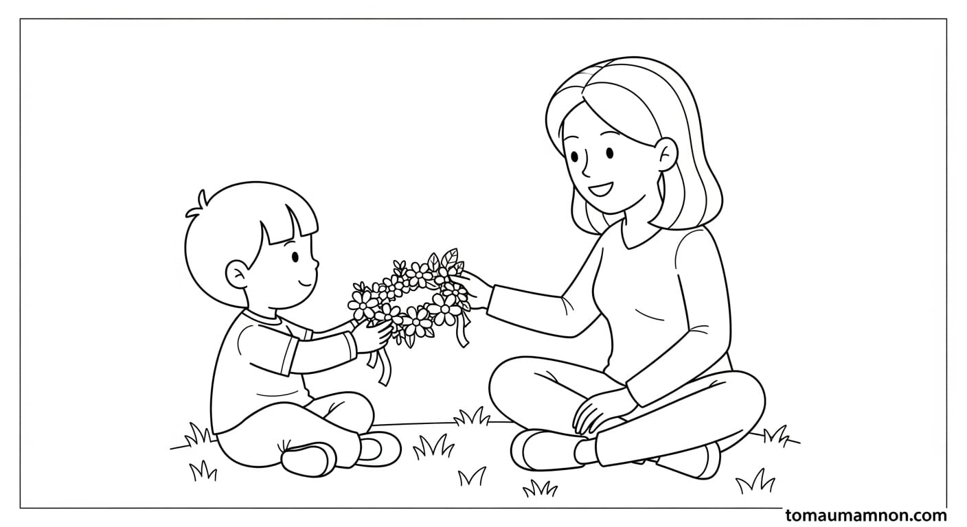 Tranh Tô Màu Tặng Mẹ tranh tô màu hình vẽ tặng mẹ